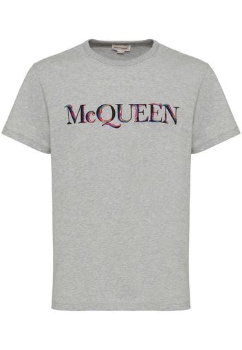 Alexander McQueen logo-embroidered cotton T-shirt - Grau