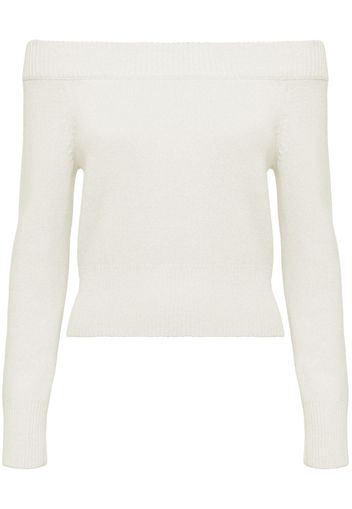 Alexander McQueen off-shoulder ribbed-trimmed jumper - Nude