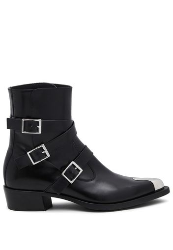 Alexander McQueen Punk Triple Strap Stiefel 40mm - Schwarz