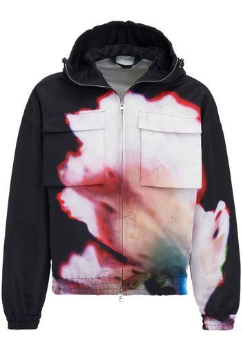 Alexander McQueen Kapuzenjacke mit Solarised Flower-Print - Schwarz