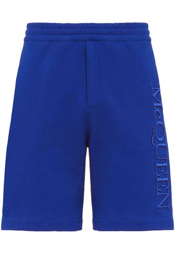 Alexander McQueen Joggingshorts mit Logo-Stickerei - Blau