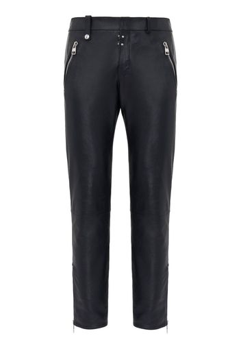 Alexander McQueen Schmale Cropped-Hose aus Leder - Schwarz