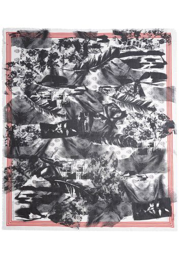 Alexander McQueen Schal mit Collage Biker Skull-Print - Schwarz