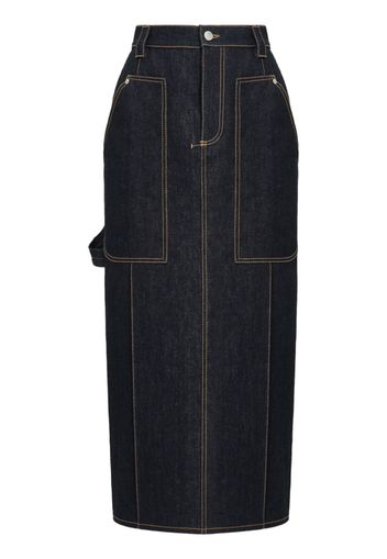 Alexander McQueen high-waisted denim midi skirt - Blau