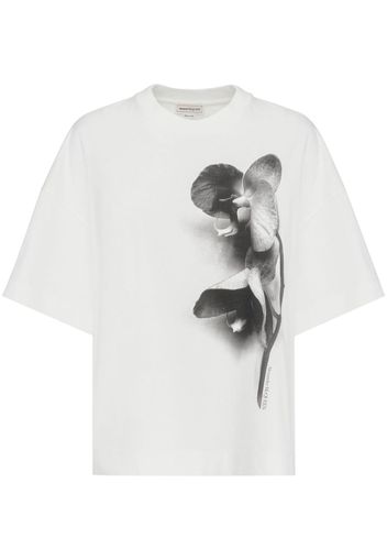 Alexander McQueen Seidenschal mit Orchideen-Print - Weiß