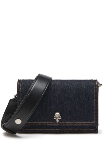 Alexander McQueen small Skull denim satchel bag - Schwarz