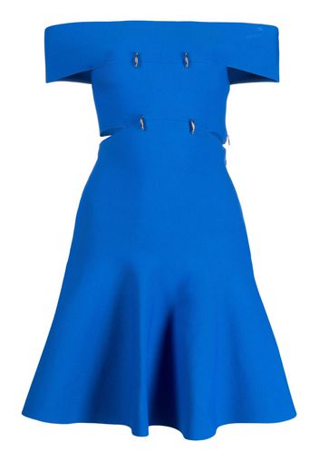 Alexander McQueen off-shoulder slashed minidress - Blau