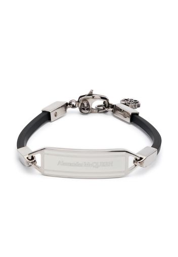 Alexander McQueen enamel logo plaque bracelet - Schwarz