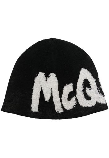 Alexander McQueen logo-print wool beanie - Schwarz