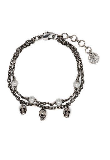 Alexander McQueen layered skull charm bracelet - Silber