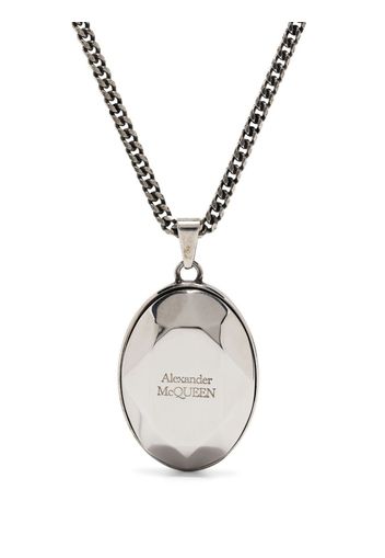 Alexander McQueen logo-engraved pendant necklace - Silber