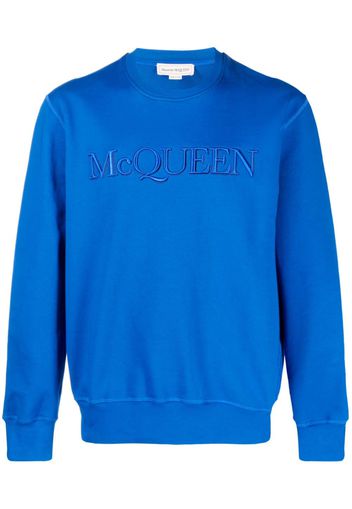 Alexander McQueen embroidered logo crew neck sweatshirt - Blau