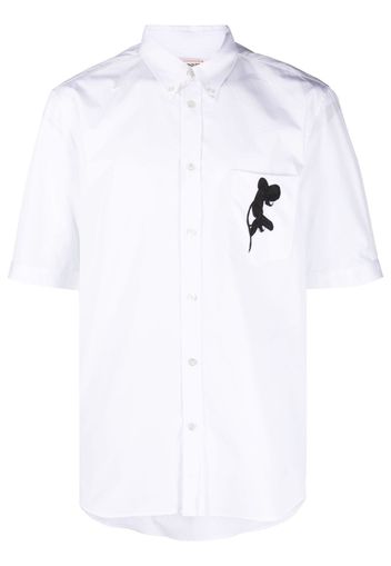 Alexander McQueen Orchid-embroidered cotton shirt - Weiß