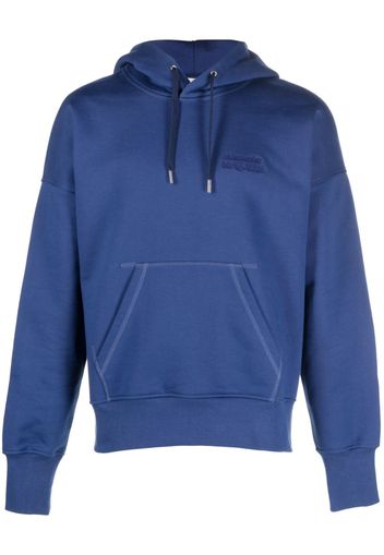 Alexander McQueen logo-embroidered stretch-cotton hoodie - Blau