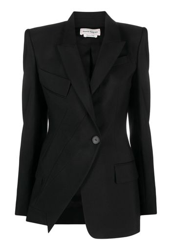 Alexander McQueen asymmetric single-breasted wool blazer - Schwarz