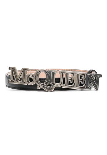 Alexander McQueen logo-plaque leather belt - Schwarz