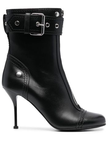 Alexander McQueen 95mm stiletto-heel leather boots - Schwarz