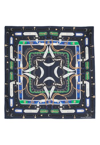 Alexander McQueen graphic-print silk scarf - Blau