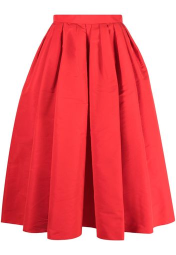 Alexander McQueen pleated faille midi skirt - Rot