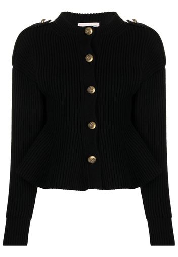 Alexander McQueen ribbed-knit crew-neck cardigan - Schwarz