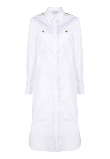 Alexander McQueen box-pleat cotton shirt dress - Weiß