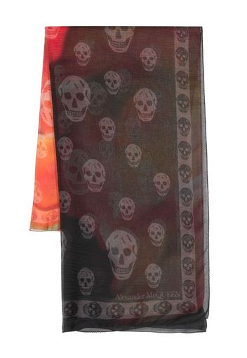 Alexander McQueen skull-jacquard gradient silk scarf - Schwarz