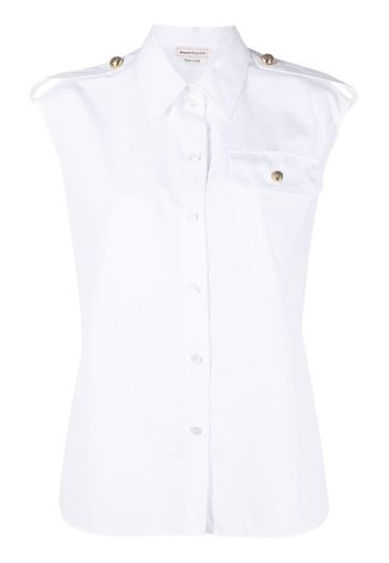 Alexander McQueen Military-pocket sleeveless shirt - Weiß