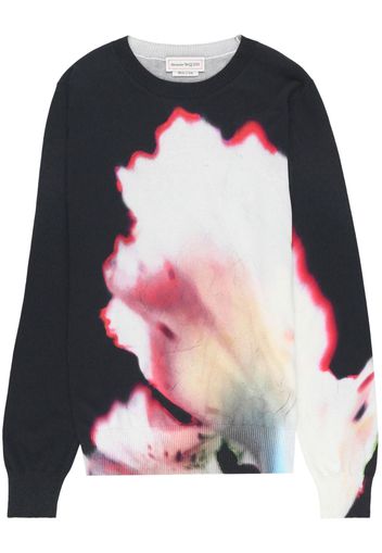 Alexander McQueen Solarised Flower-print cotton sweatshirt - Schwarz