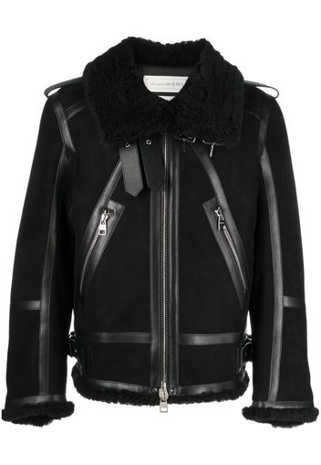 Alexander McQueen leather biker jacket - Schwarz