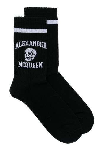 Alexander McQueen logo-intarsia skull socks - Schwarz