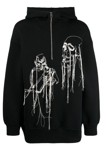 Alexander McQueen skull-print knitted hoodie - Schwarz