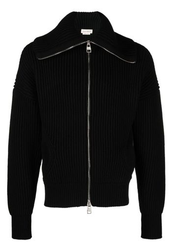 Alexander McQueen ribbed zip-up cardigan - Schwarz