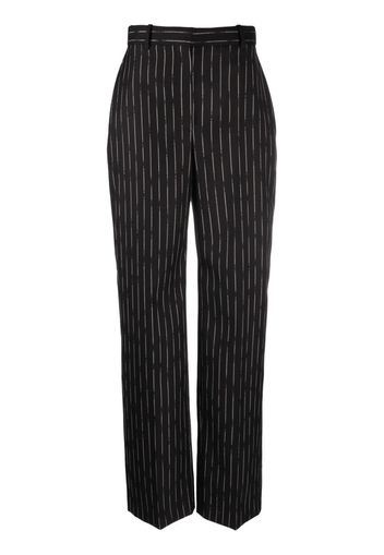 Alexander McQueen high-waisted striped wool trousers - Schwarz