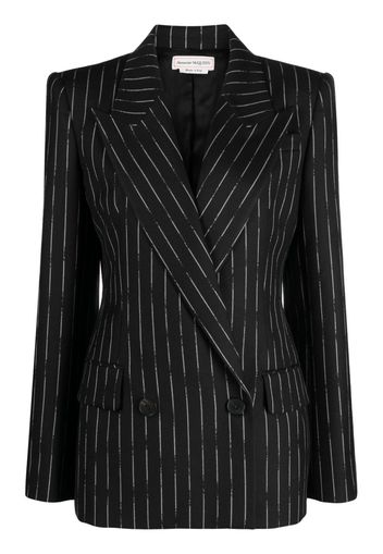 Alexander McQueen striped double-breasted blazer - Schwarz