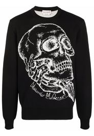 Alexander McQueen skull-print long-sleeved sweater - Schwarz