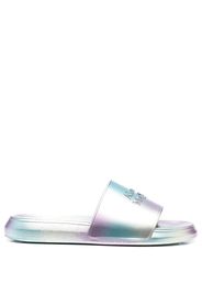 Alexander McQueen metallic debossed-logo slides - Blau