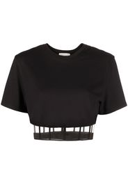 Alexander McQueen cropped cut-out T-shirt - Schwarz