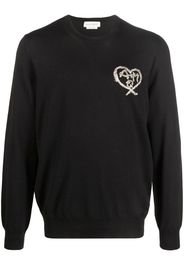 Alexander McQueen logo-embroidered wool jumper - Schwarz