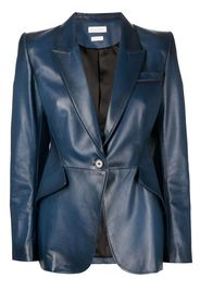 Alexander McQueen Schmaler Lederblazer - Blau