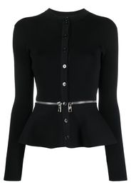 Alexander McQueen zippered peplum cardigan - Schwarz