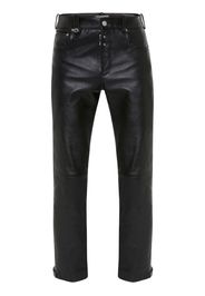 Alexander McQueen Schmale Cropped-Hose aus Leder - Schwarz