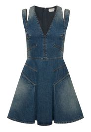 Alexander McQueen V-neck denim minidress - Blau