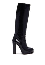 Alexander McQueen Kniehohe Plateau-Stiefel 120mm - Schwarz