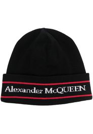 Alexander McQueen logo intarsia-knit cashmere beanie - Schwarz