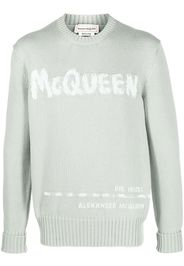 Alexander McQueen logo-intarsia jumper - Grün