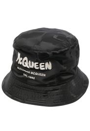 Alexander McQueen logo-print bucket hat - Schwarz