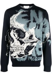 Alexander McQueen skull-motif jacquard jumper - Blau