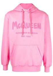 Alexander McQueen logo print drawstring hoodie - Rosa