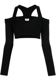 Alexander McQueen exposed shoulder knit top - Schwarz