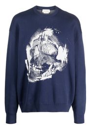 Alexander McQueen Skull Graffiti jacquard-knit jumper - Blau